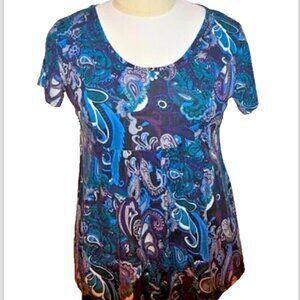 Tencole | Blue Purple Paisley Empire Waist Tee